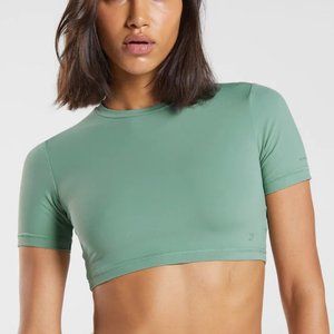 BNWT GYMSHARK X WHITNEY SIMMONS SHORT SLEEVE CROP TOP LEAF GREEN SZ XS
